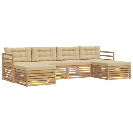 Utomhussoffset 6 pcs Vit och Beige 325 x 162,5 x 73 cm