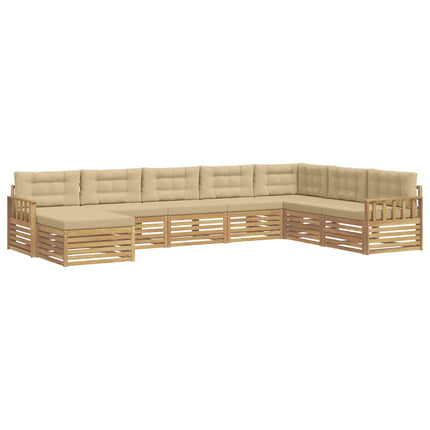 Utomhussoffset med kudde 8 pcs Vit och Beige