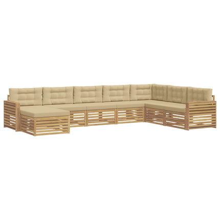 Utomhussoffset 8 pcs Vit och Beige Massivt Akaciaträ