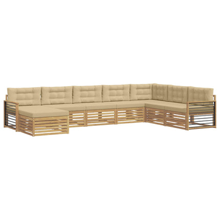 Utomhussoffset med kudde 8 pcs Vit och Beige
