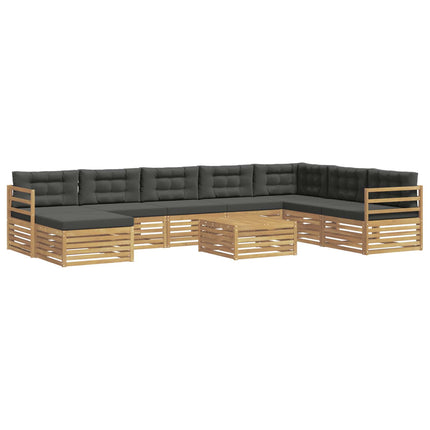Utomhussoffset med kudde 9 pcs Vit och antracit Polyester