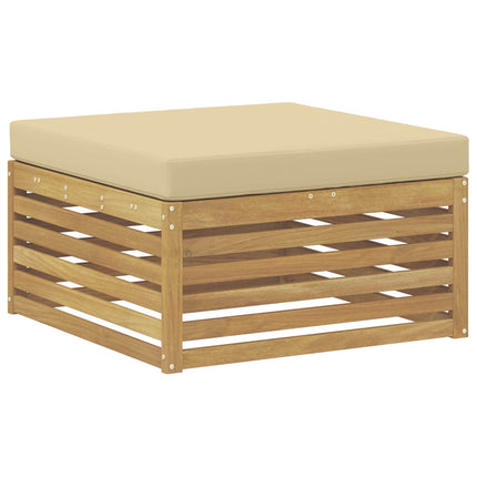 Utomhussoffset 9 st Vit och Beige Massivt Akaciaträ