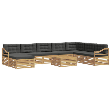 Utomhussoffset med kudde 9 pcs Vit och antracit Polyester