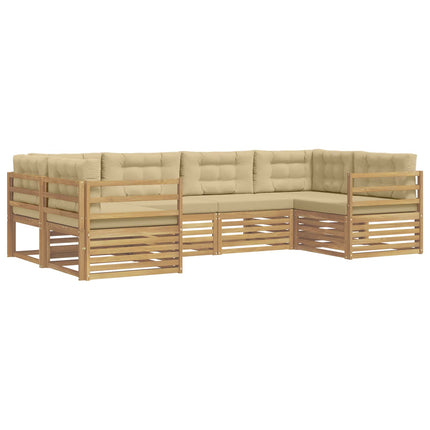 Utomhussoffset med kudde 6 pcs Vit och Beige Polyester