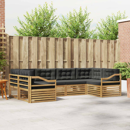 Utomhussoffset med kudde 6 pcs Vit och antracit Polyester