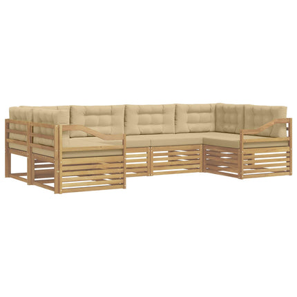 Utomhussoffset med kudde 6 pcs Vit och Beige Polyester