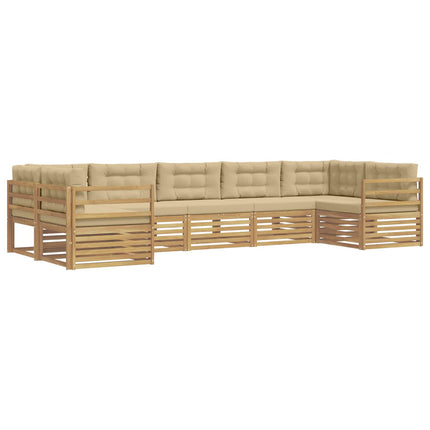 Utomhussoffset med kudde 7 pcs Vit och Beige Polyester