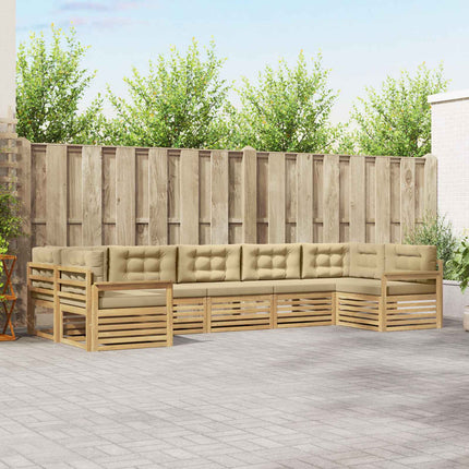 Utomhussoffset med kudde 7 pcs Vit och Beige