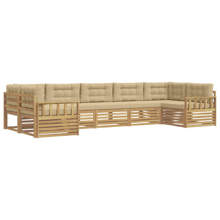 Utomhussoffset med kudde 7 pcs Vit och Beige