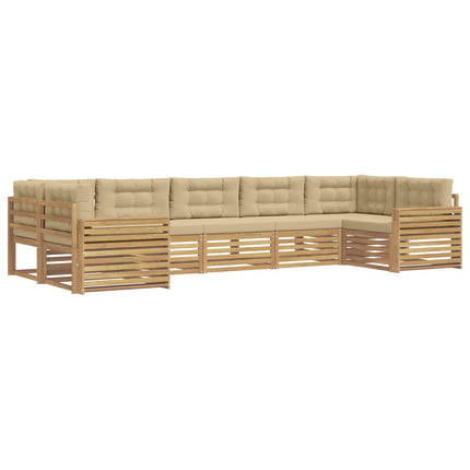 Utomhussoffset 7 pcs Vit och Beige Massivt Akaciaträ
