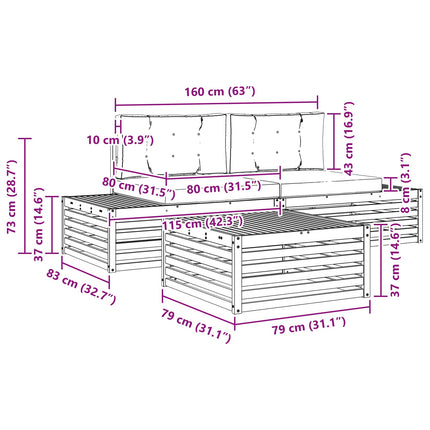 4 st Utomhussoffset Vit