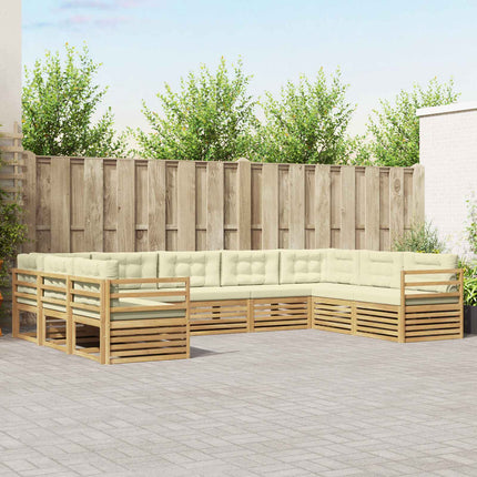 Utomhussoffset 9 pcs Vit och grädde 404 x 245,5 x 73 cm