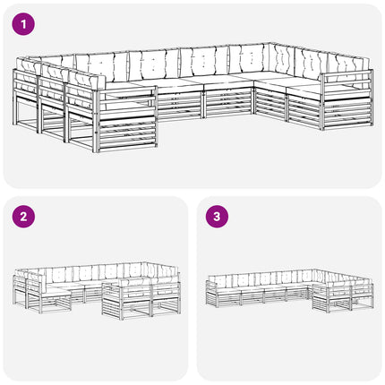 Utomhussoffset 9 pcs Vit och grädde 404 x 245,5 x 73 cm