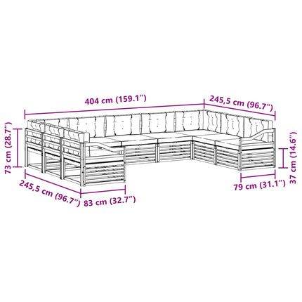 Utomhussoffset 9 pcs Vit och antracit 404 x 245,5 x 73 cm