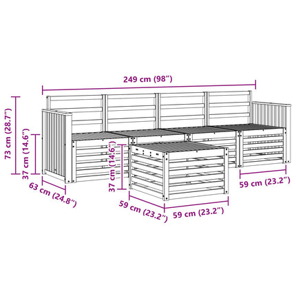 Utomhussoffset 5 pcs Vit Massivt Akaciaträ