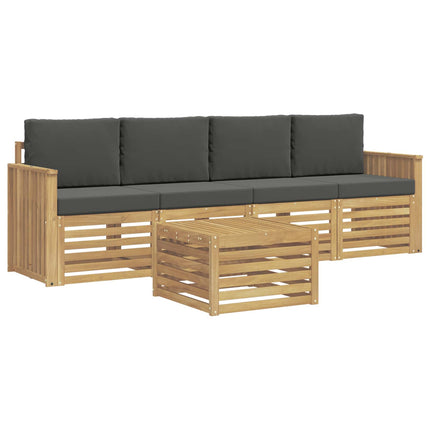 Utomhussoffset med kudde 5 pcs Vit och antracit Polyester