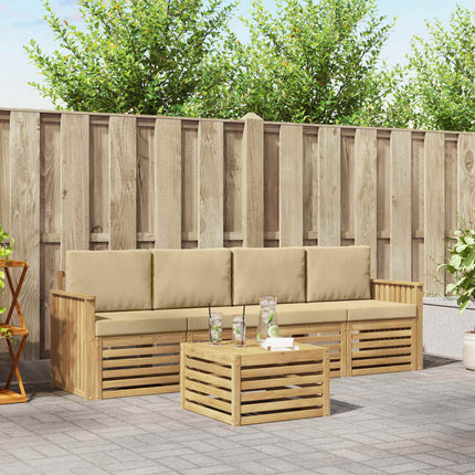 Utomhussoffset med kudde 5 pcs Vit och Beige Polyester