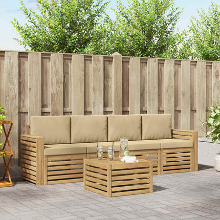 Utomhussoffset med kudde 5 pcs Vit och Beige Polyester