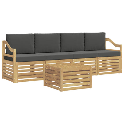 Utomhussoffset med kudde 5 pcs Vit och antracit Polyester