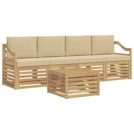 Utomhussoffset 5 st Vit och Beige Polyester