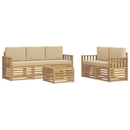 Utomhussoffset 6 st Vit och Beige Polyester