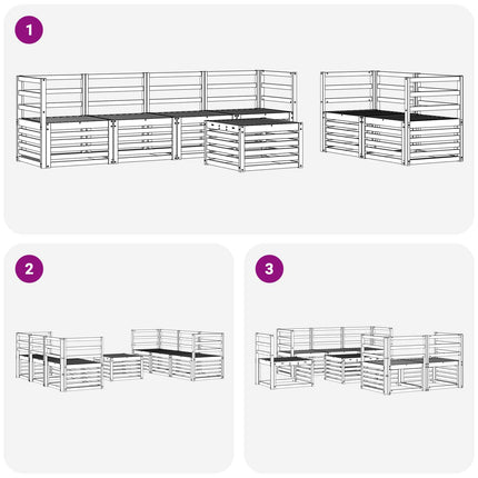 Utomhussoffset 7 pcs Vit Massivt Akaciaträ