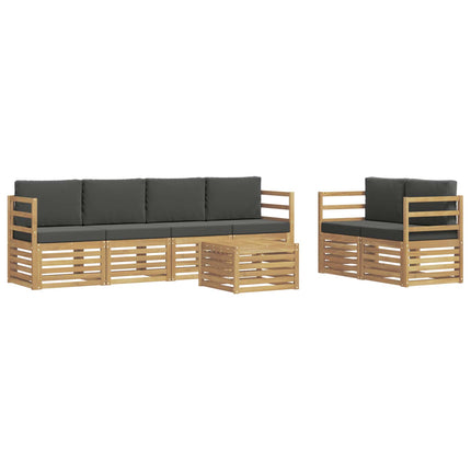 Utomhussoffset med kudde 7 pcs Vit och antracit Polyester