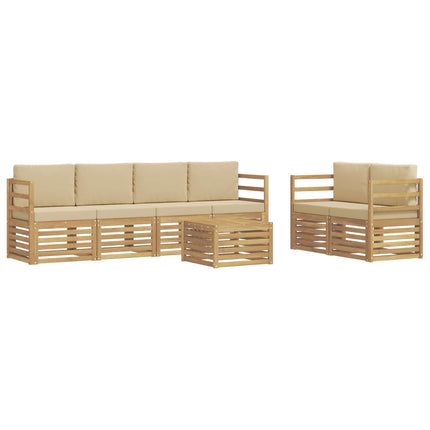 Utomhussoffset 7 st Vit och Beige Polyester