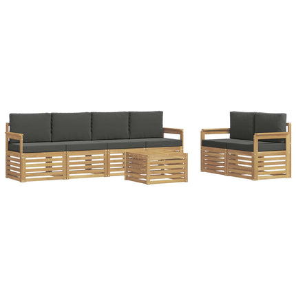 Utomhussoffset med kudde 7 pcs Vit och antracit Polyester