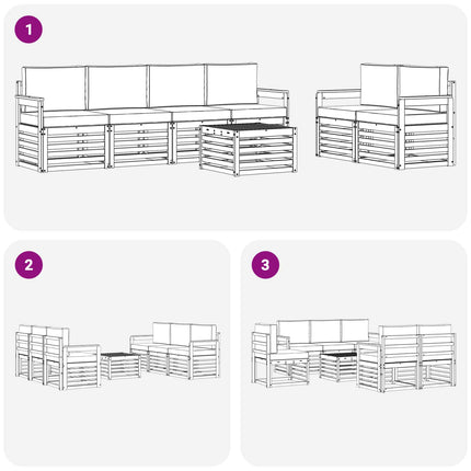 Utomhussoffset med kudde 7 pcs Vit och antracit Polyester