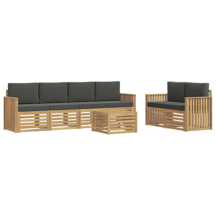 Utomhussoffset med kudde 7 pcs Vit och antracit Polyester