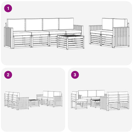 Utomhussoffset med kudde 7 pcs Vit och antracit Polyester