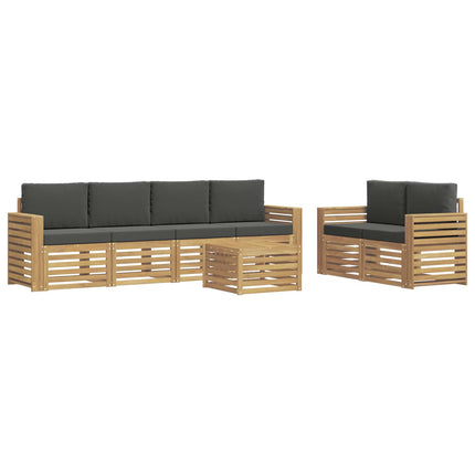 Utomhussoffset med kudde 7 pcs Vit och antracit Polyester