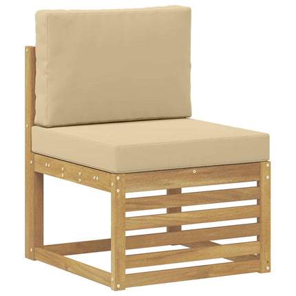 Utomhussoffset med kudde 7 pcs Vit och Beige Polyester