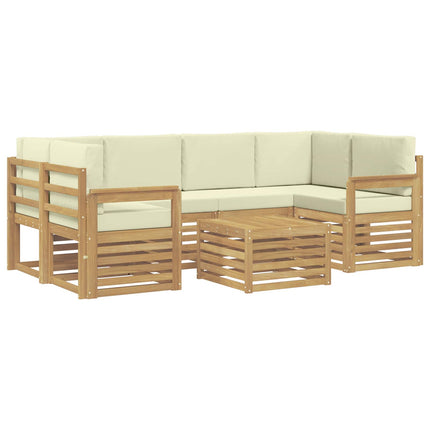 Utomhussoffset med kudde 7 pcs Vit och grädde Polyester