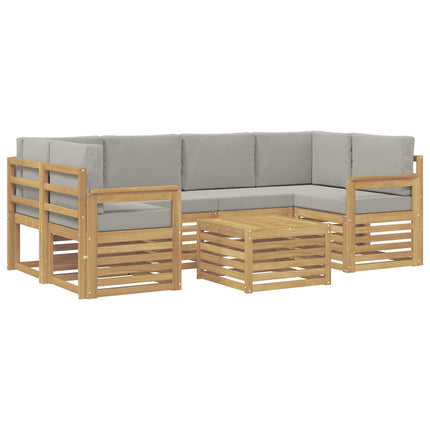 Utomhussoffset med kudde 7 pcs Vit och ljusgrå Polyester