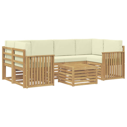 Utomhussoffset med kudde 7 pcs Vit och grädde Polyester