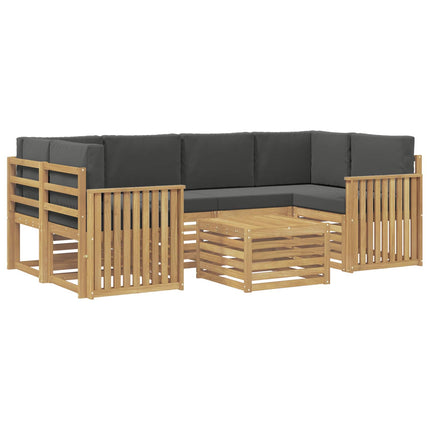 Utomhussoffset med kudde 7 pcs Vit och antracit Polyester
