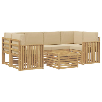 Utomhussoffset med kudde 7 pcs Vit och Beige Polyester
