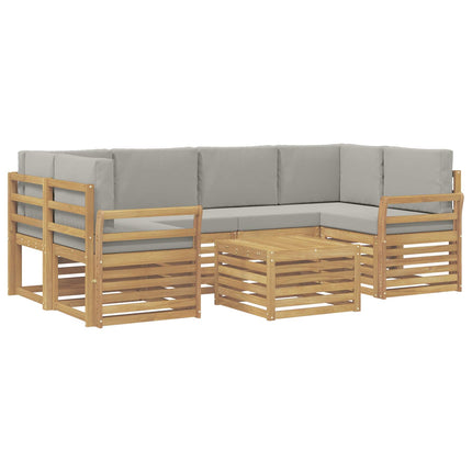 Utomhussoffset med kudde 7 pcs Vit och ljusgrå Polyester