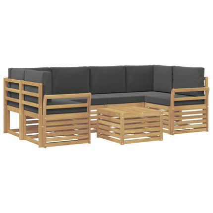 Utomhussoffset med kudde 7 pcs Vit och antracit Polyester
