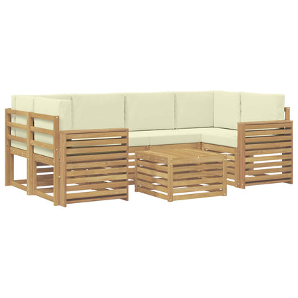 Utomhussoffset med kudde 7 pcs Vit och grädde Polyester