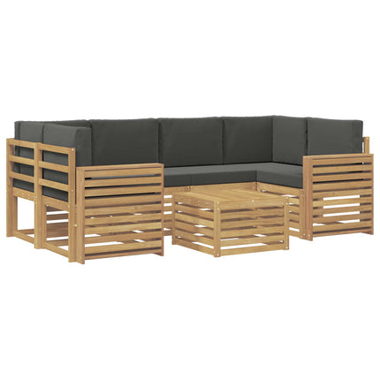 Utomhussoffset med kudde 7 pcs Vit och antracit Polyester