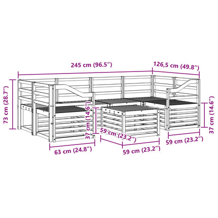 Utomhussoffset 7 pcs Vit Massivt Akaciaträ
