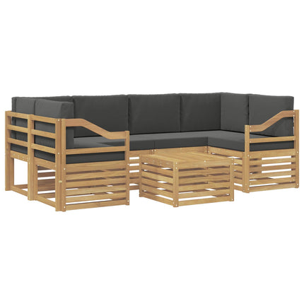 Utomhussoffset med kudde 7 pcs Vit och antracit Polyester