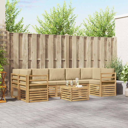 Utomhussoffset med kudde 8 pcs Vit och Beige Polyester