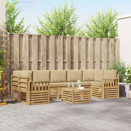 Utomhussoffset med kudde 8 pcs Vit och Beige Polyester
