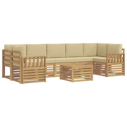 Utomhussoffset med kudde 8 pcs Vit och Beige Polyester