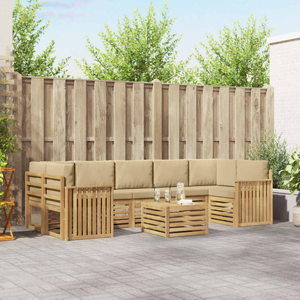 Utomhussoffset med kudde 8 pcs Vit och Beige Polyester