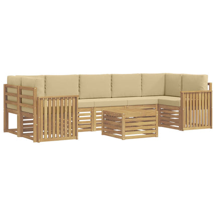 Utomhussoffset med kudde 8 pcs Vit och Beige Polyester